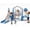 Blue, variant on KORIMEFA 6-in-1 Kids Slide and Swing Set, Indoor and Outdoor Playground for Todder Age 1-5, Includes Slide, Swing, Basketball Hoop, and Climber