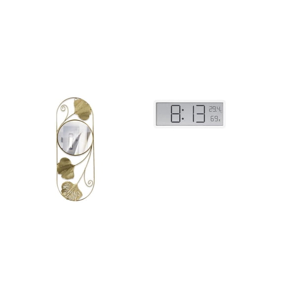 Espejo de pared,Espejo decorativo nórdico para colgar en la pared,Reloj de pared digital,Reloj de pared digital multifuncional para oficina,Reloj de escritorio de pantalla grande y sencillo
