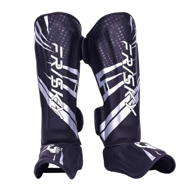 ZLight Shin Guards For Adults MMA Training Comfort Elastic Fit Safety During High Intensity Workouts Muay Thai Silver Black L