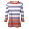 thumbnail image 4 of AherBiu Pajamas Tops for Women 3/4 Sleeve Plaid Comfy Striped T Shirts Crewneck Tees Blouse Loungewear, 4 of 5