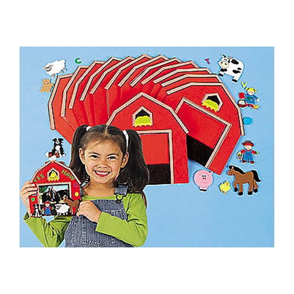 Fun Express Fabulous Foam Farm Frames Craft Kit - DIY Farm Animal Picture Frame Set for Kids' Arts & Crafts - Fun Stationery Craft Activity for Classrooms & Parties - Multicolor - 24 Pieces