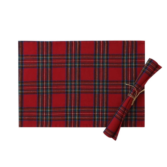 A Red Plaid Christmas Placemats For Table Heat Resistance Washable Dining Decor