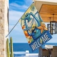thumbnail image 5 of Welcome Summer Blue Lantern Decorative House Flag, Beach Coastal Crab Starfish Shell Garden Yard Outside Decorations, Nautical Seasonal Burlap Outdoor Large Home Decor Double Sided 28 x 40, 5 of 6