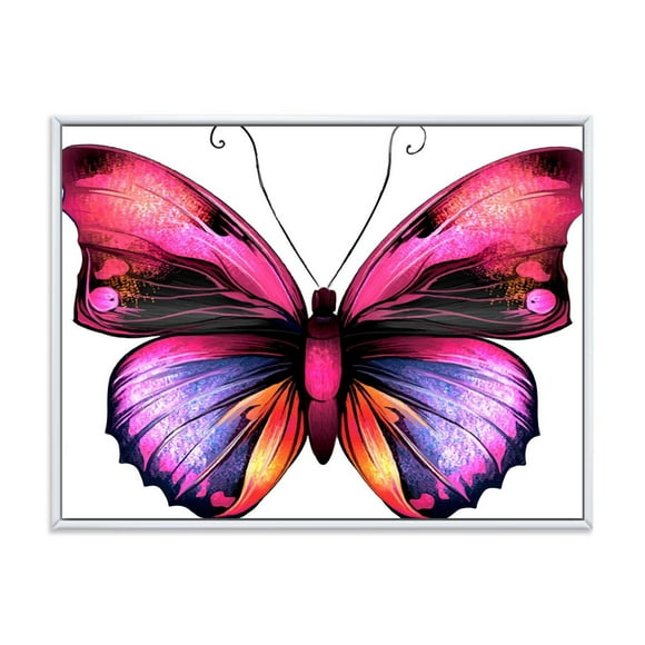 Designart Bright Pink Butterfly Portrait FLOAT FRAME WALL ART