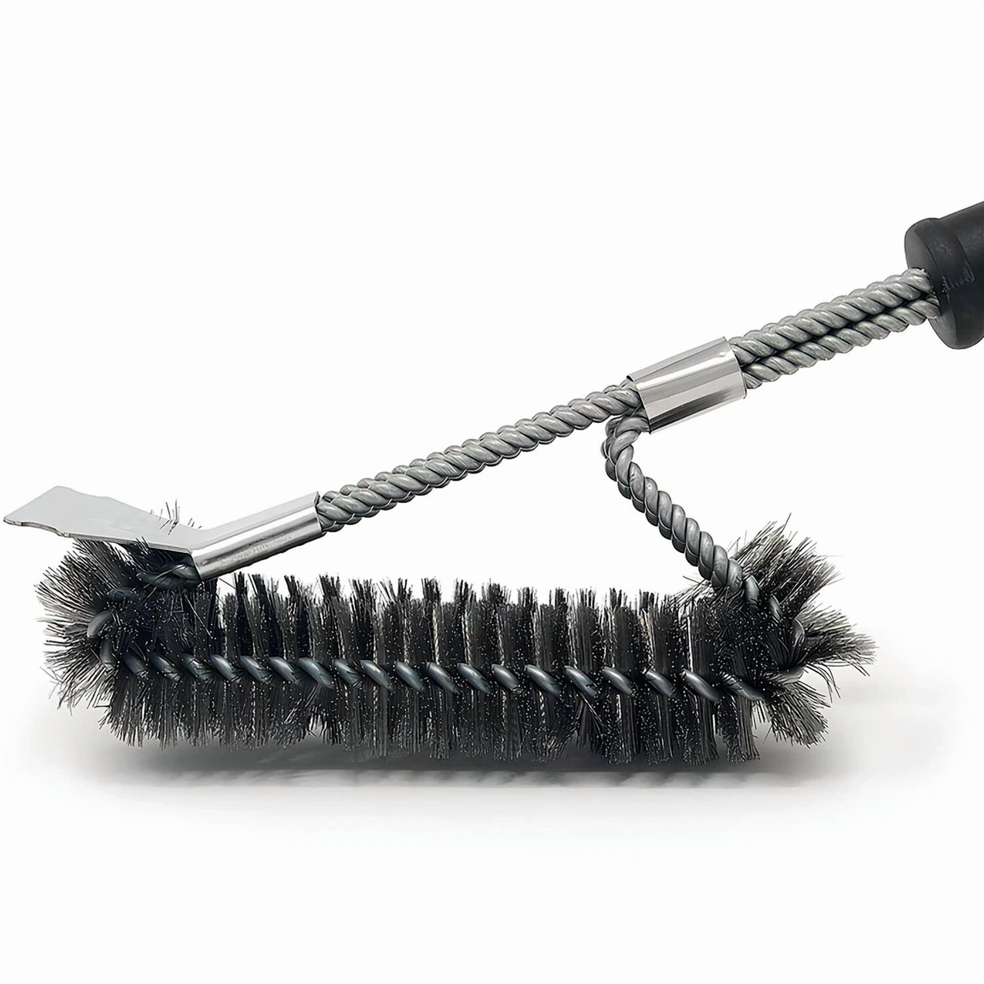 CRESTIN- Triple Head Bbq Grill Brush - Bbq Grate Cleaning Stainless Steel Bristles