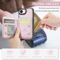 thumbnail image 6 of Allytechgroup 2 In 1 Wallet Case for iPhone 16e, Detachable Magnetic Back Cover Cards Holder Premium PU Leather Stand RFID Blocking Bumper Shockproof Case Cover for iPhone 16e, Pink, 6 of 11