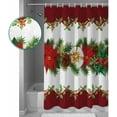 thumbnail image 6 of Christmas Shower Curtain Red Berry Poinsettia Shower Curtains for Bathroom Decor Goolden Snowfalke Christmas Decoration Bath Curtains Sets with Hooks Waterproof, 72x84 in, 6 of 6