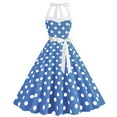 thumbnail image 2 of Elainilye Fashion Dresses for Women 2024 Casual Court Contrast High Collar Polka Dotted Large Dress Formal Dress,Blue, 2 of 6