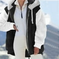 thumbnail image 4 of Manteau Contrasté pour Femmes Manteau Mi-Long Moelleux Cardigan à Capuche Mode Automne Manches Longues, 4 of 7