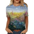 thumbnail image 3 of Plus-Size Casual Printed Round Neck Short Sleeve Women's Slight Stretch T-Shirt, 3 of 7