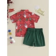 thumbnail image 4 of Liacowi Little Boy Christmas Outfits Set Toddler Baby Boys Gentleman Suits Santa Claus Print Shirt and Shorts Set 6M-4T, 4 of 9