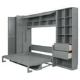 thumbnail image 4 of Generic Queen Size Murphy Bed Wall Bed with Closet , Drawers and Shelves,Gray, 4 of 9
