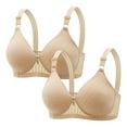 thumbnail image 2 of GERsome Women's Pack of 2 Assorted Color Push Up Wireless Bra Padded T Shirt Bras No Underwire Plunge Bralette Full Coverage 2PC#Beige M, 2 of 4
