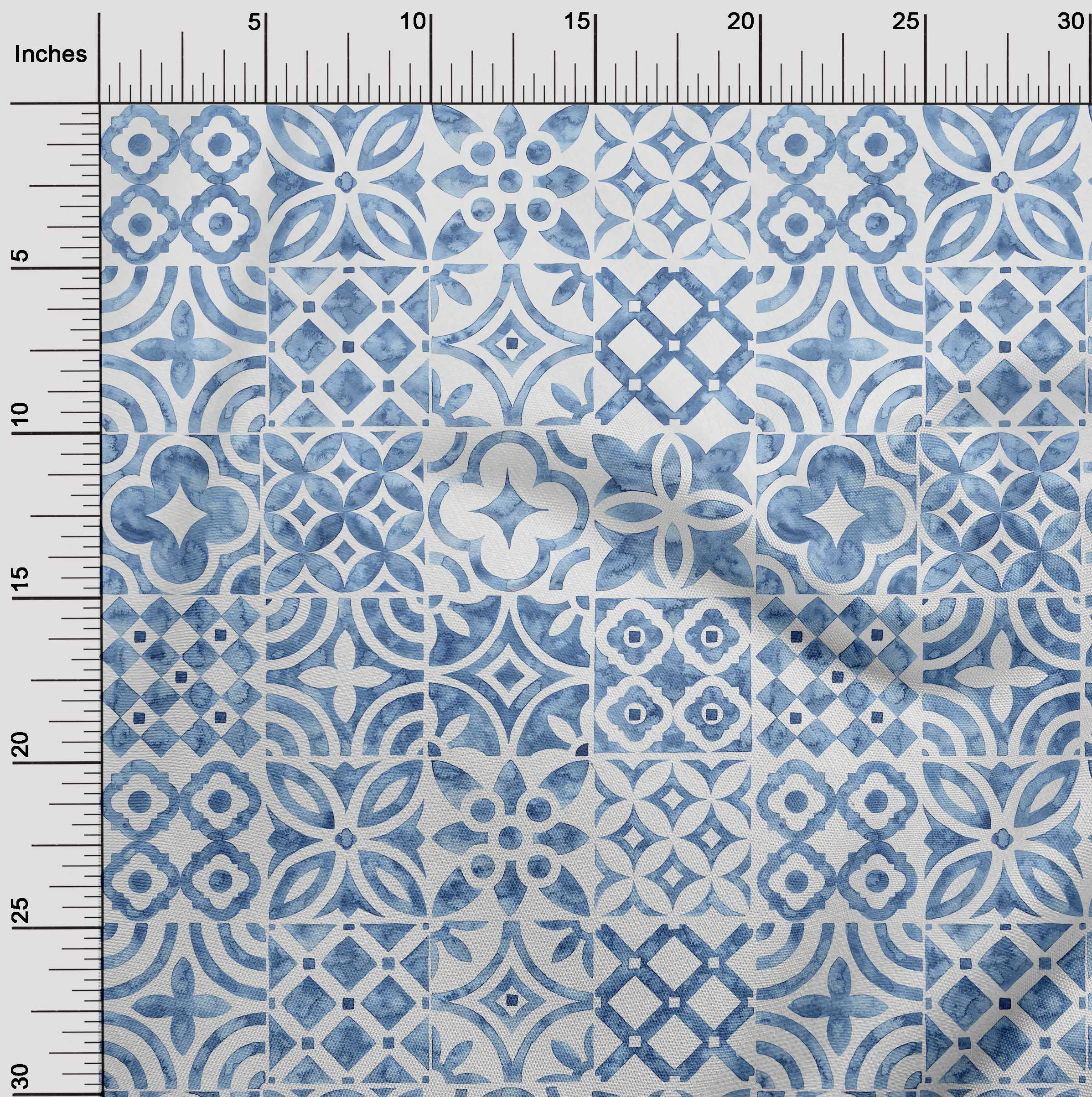 oneOone Cotton Poplin Dusty Blue Fabric Floral Fabric For Sewing Printed Craft Fabric By The Yard 56 Inch Wide