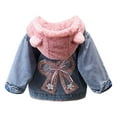 thumbnail image 3 of TBWNWG Girls' Warm and Cute Padded Denim Jacket Thick Outerwear for Children,Size 8-9 Years, 3 of 5