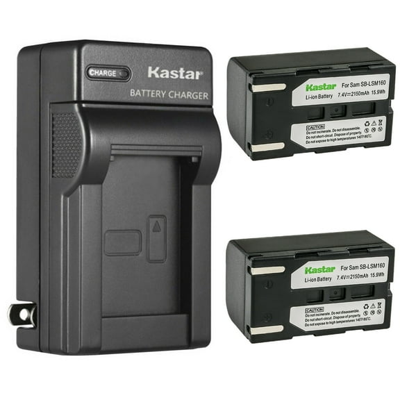 Kastar 2-Pack SB-LSM160 Battery and AC Wall Charger Replacement for Samsung SC-D357, SC-D362, SC-D363, SC-D364, SC-D365, SC-D366, SC-D371, SC-D372, SC-D375, SC-D453, SC-D455, SC-D457, SC-D557 Cameras