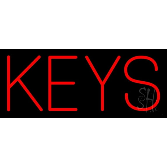 Red Double Stroke Keys LED Neon Sign 6" Tall x 15" Wide - inches Black Square Cut Acrylic Backing, with Dimmer - Premium built indoor Sign for Storefront, Store interior, Exhibition, Decor.