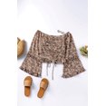thumbnail image 4 of ABPHQTO Top corto fruncido con hombros descubiertos y estampado floral marrón para mujer, 4 of 5