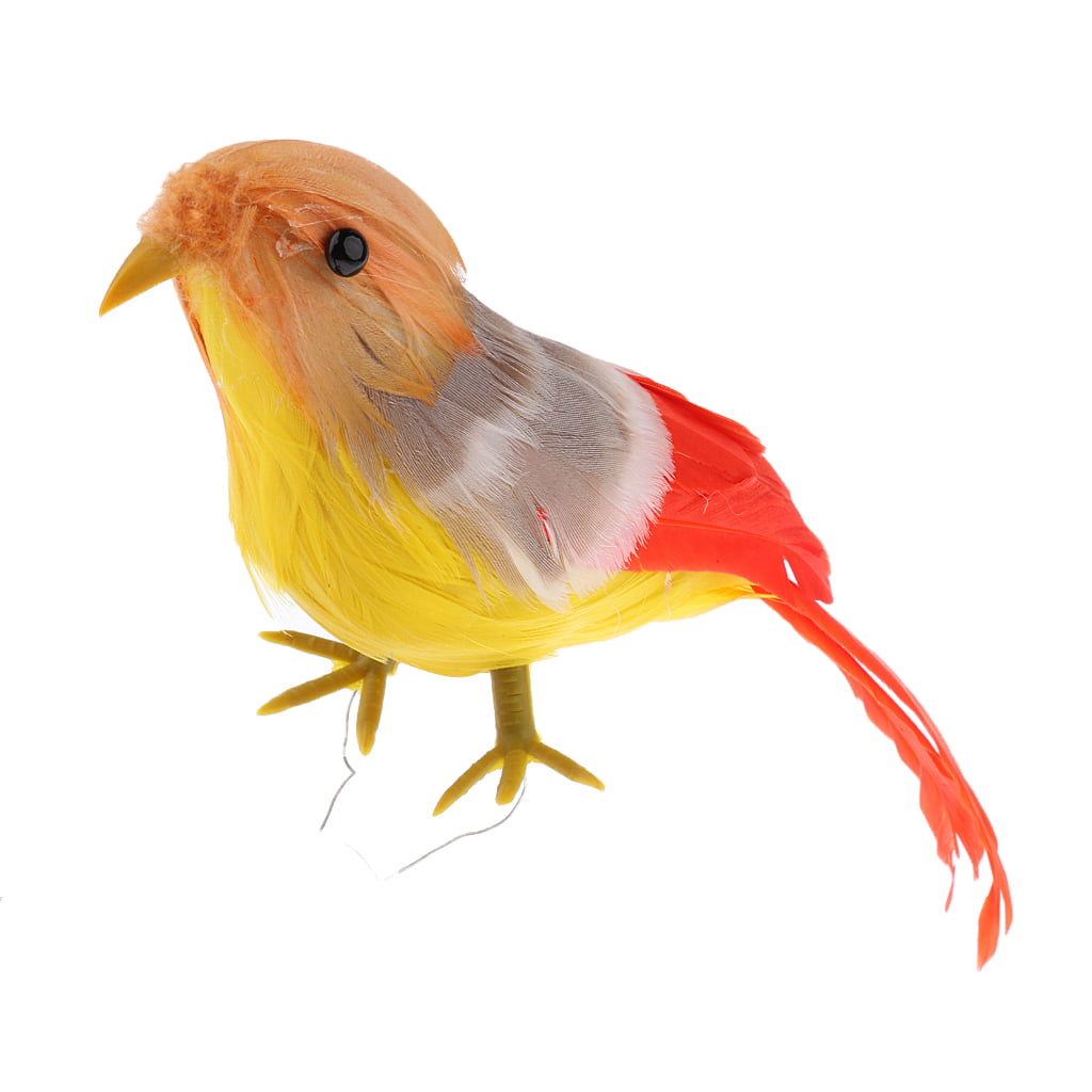Artificial Small Bird Realistic ORNAMENTS 5" Feather Taxidermy Tree Decor #1 