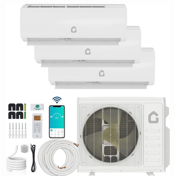 35000 BTU 3 Zone Mini Split AC Heating & cooling System 9k 9k 12k BTU Air Conditioner Wifi Enabled 19 SEER2 208-230V Ductless Split Unit AC w/Pre-Charged Condenser, Heat Pump