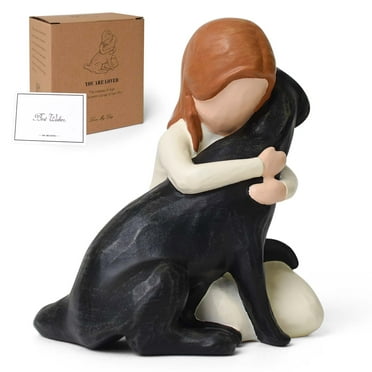 Lnrkai Girl Angel Dog Sculpture, Memorial Sympathy Gift for Pet Loss, Comforting Remembrance Statue