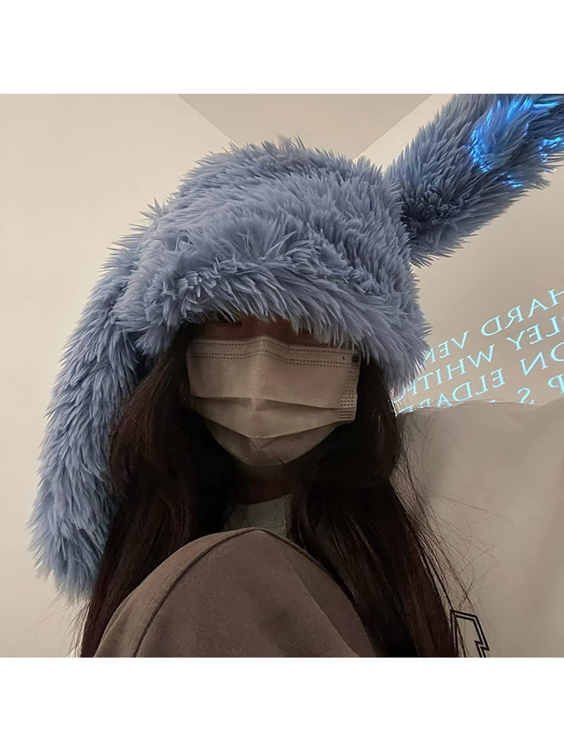 Municipal Y2K Fuzzy Bunny Hat for Women Cute Plush Beanie