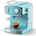 thumbnail image 4 of TENGDA Plum chef 20 Bar Blue Espresso Machine Stainless Steel Compact Coffee Maker With Milk Frother Steam Wand Pressure Gauge 54oz Water Tank Low Noise Semi Automatic Coffee Machine For Home Kitchen, 4 of 10
