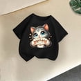 thumbnail image 2 of Girls Short Sleeve Breathable Summer T Shirt Cute Cat Print Kids Casual Tee Soft Fashion, 2 of 5