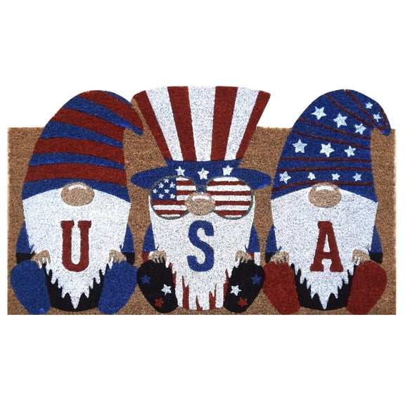 Briarwood Lane 4th of July Coir Doormat 30x18 Patriotic Gnome Natural Fiber For 4th of July Coir Doormat