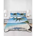 thumbnail image 3 of Coastal Tropical Full Size Down Alternative Comforter, Lightweight Comforter Quilt Bedding Set with Pillow Shams Blue Sky Coconut Tree Summer Beach All Seasons Bed Comforter Duvet Insert 78"x90", 3 of 7