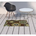 thumbnail image 2 of 2' X 4' Brown and Green Floral Medallion Indoor Outdoor Area Rug, 2 of 5