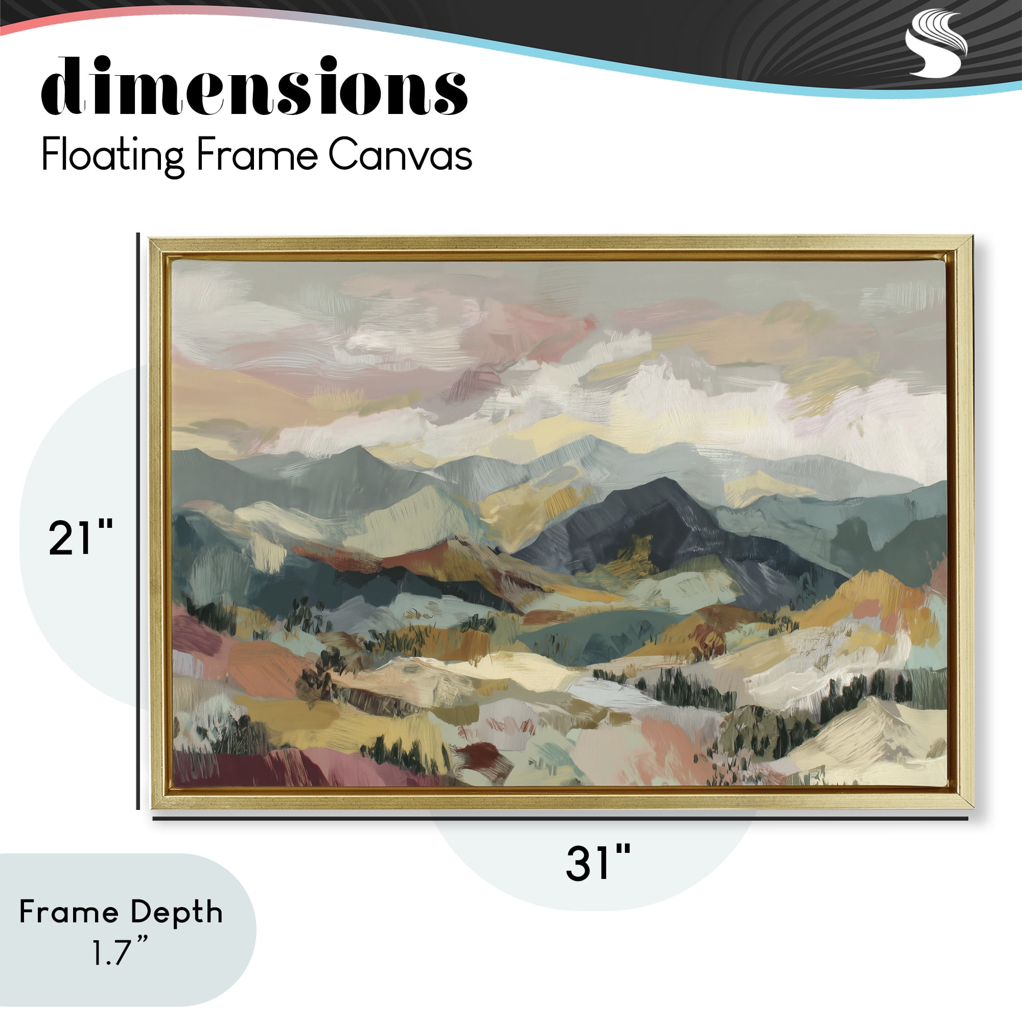 Stupell Industries Mountain Valley Vista Gold Framed Floater Canvas Wall Art, design by Chromatic Storm Studio