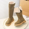 thumbnail image 6 of Dakaela 3-11Y Girls Suede Knee High Boots Fashion Side Zipper Tall Riding Boots Wide Calf Foldover Fall Winter Dressy Shoes Khaki, 6 of 8