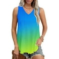 thumbnail image 2 of fatyb Womens Tank Tops V Neck Gradient Lightweight Eyelet Shirts Flowy Loose Summer Sleeveless Blouses, 2 of 7