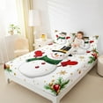 thumbnail image 4 of Feelyou Kawaii Cartoon Snowman Full Size Sheets, Gold Snowflake Print Bed Sheets, Merry Christmas Sheet Sets, Super Cozy Room Decor, 4pcs, 4 of 7
