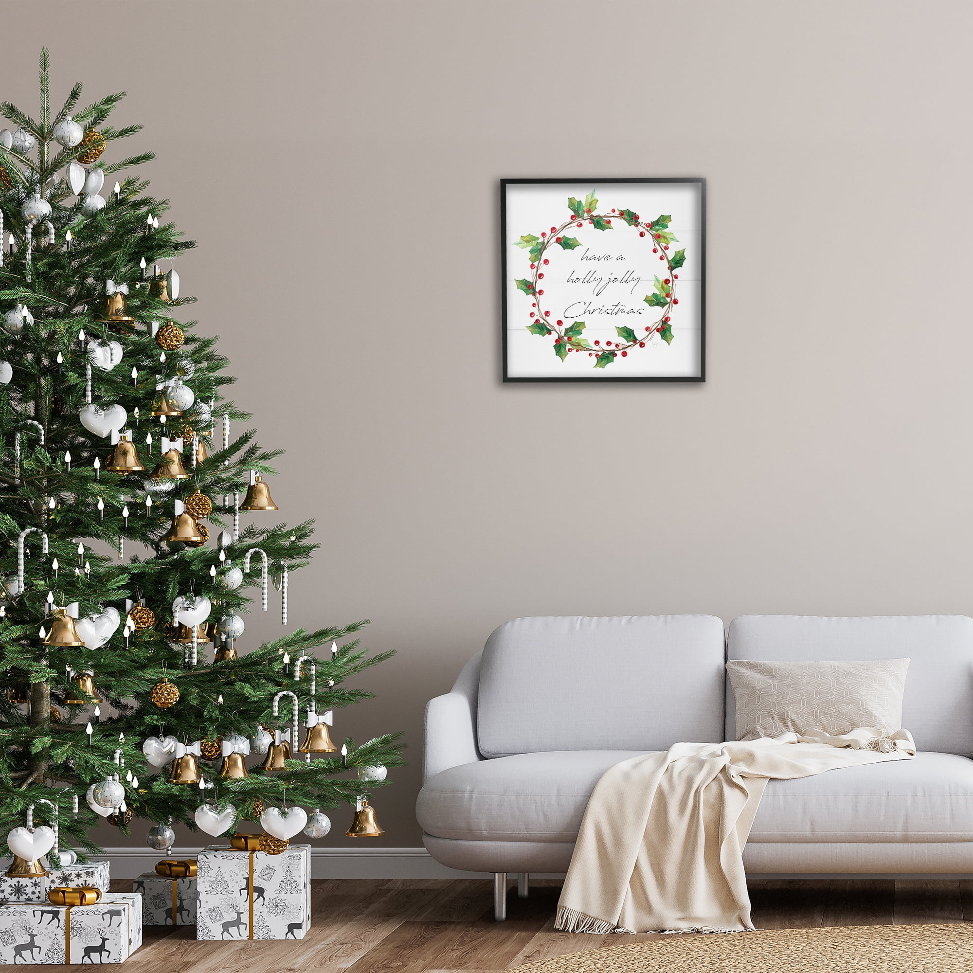 Stupell Industries Christmas Seasonal Phrase Holiday Painting Black Framed Art Prints Wall Art, 24 x 24