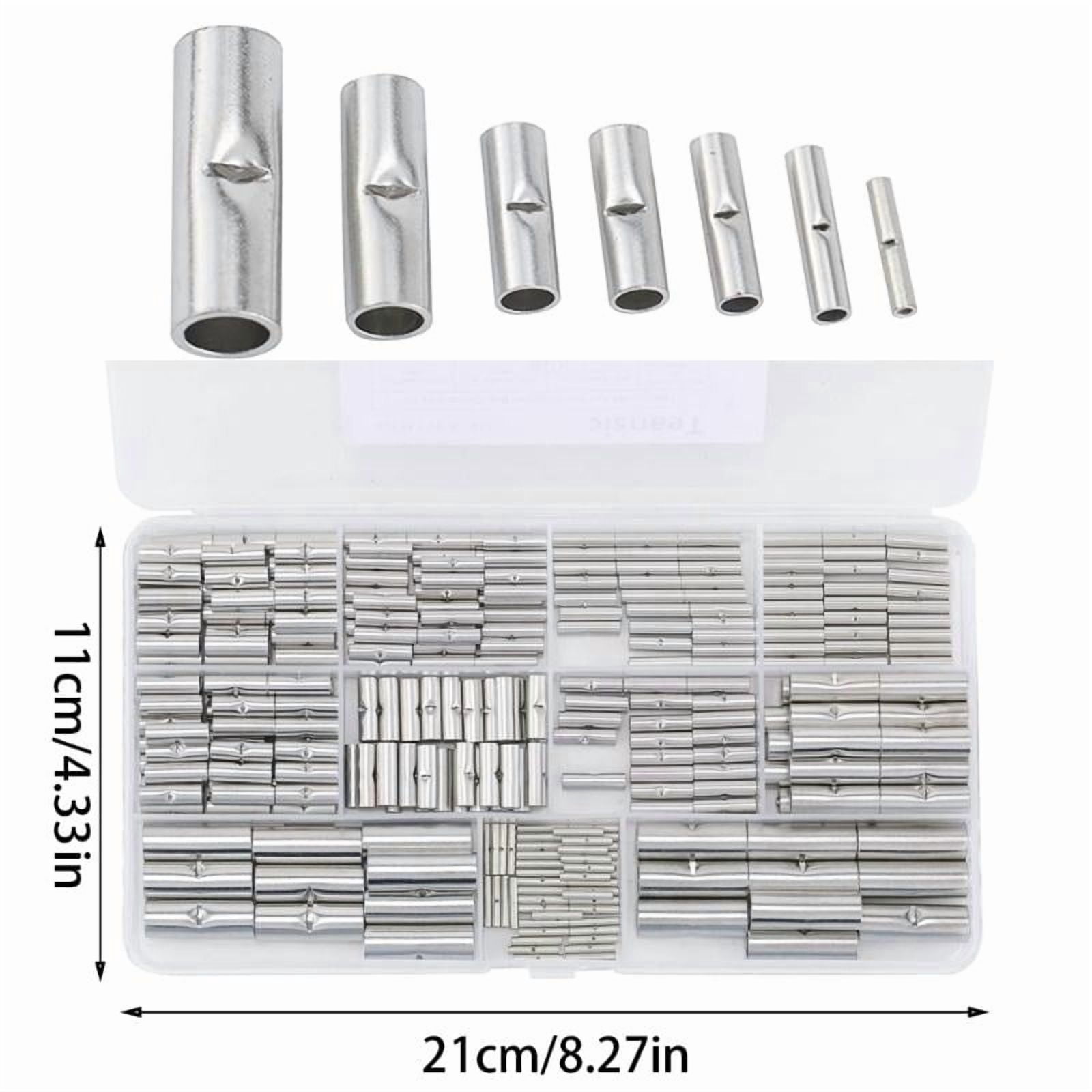 300Pcs Butt Terminal Electrical Wire Connectors Battery Cable Connectors Copper Tinned Splice Crimp Terminal Sleeve