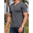 GIRUNS Men's Short Sleeve Henley Quarter Zip Knit Tee V Neck Casual