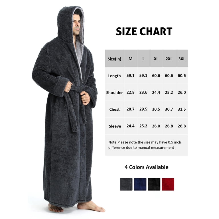 Amitofo Men's Hooded Fleece Bathrobe, Long photo 8