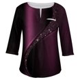 thumbnail image 3 of TQWQT Plus Size Going Out Tops for Women Dressy Casual 3/4 Sleeve Shirts Tie Dye Gradient Tunic V Neck Loose Fitting Tunics with Front Pocket Dark Purple 5XL, 3 of 5