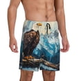 thumbnail image 2 of Balery Iceberg Bald Eagle Pantalones cortos de pijama de punto de algodón para hombre con cinturilla y bolsillos-Medium, 2 of 6