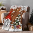 thumbnail image 2 of Brown Christmas Flannel Blanket for Bed,Travel and Camping, Dwarf Present Xmas Ball Snowflake Winter Super Soft Cozy Blanket for All Seasons 40"x60", 2 of 9