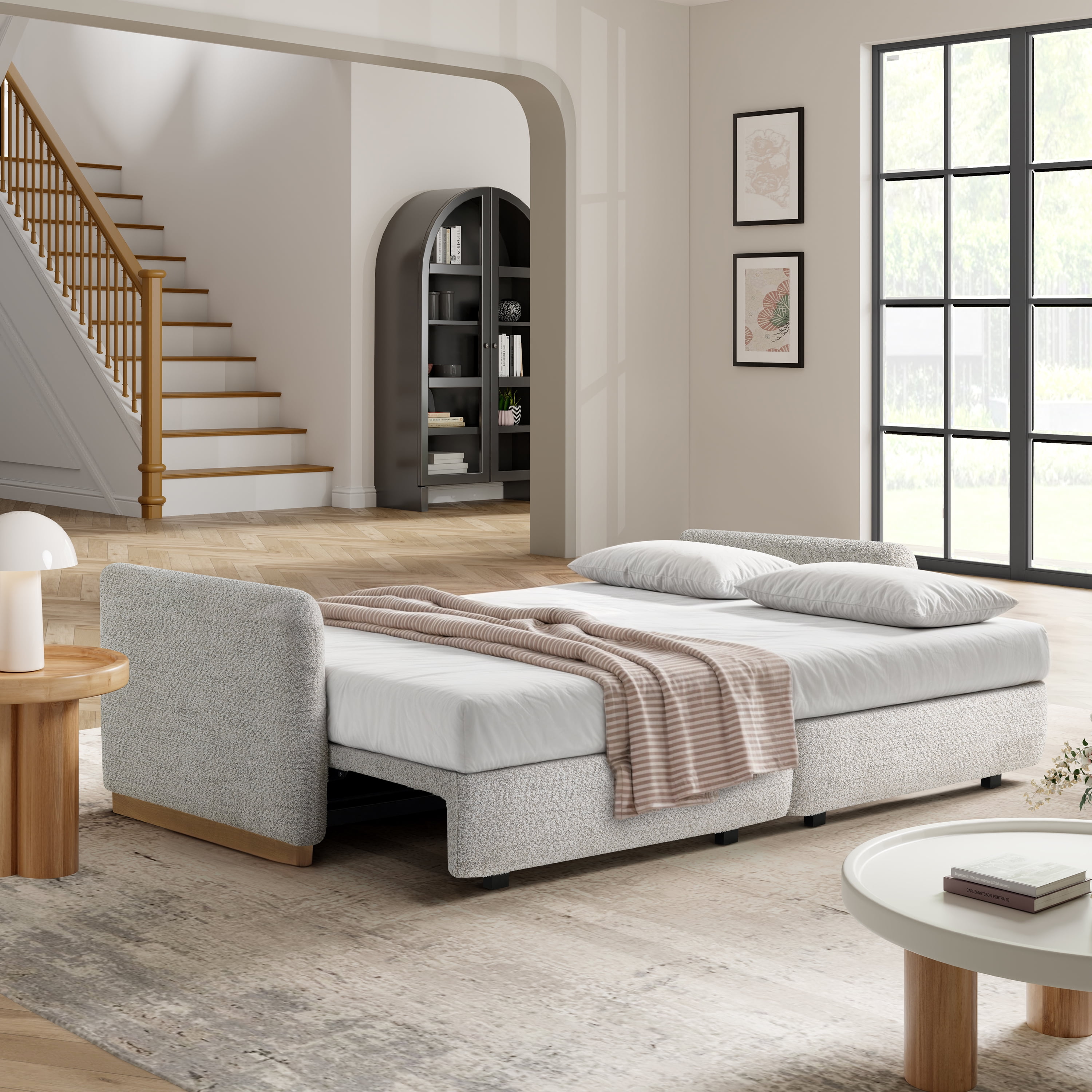 Serta Tatum Modern Convertible Sleeper Sofa, Ivory