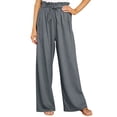 thumbnail image 1 of Pantalones de piernas anchas para mujer con cintura elástica, cinturón de lazo, pantalones larg Irfora Pantalones de mujer, 1 of 5