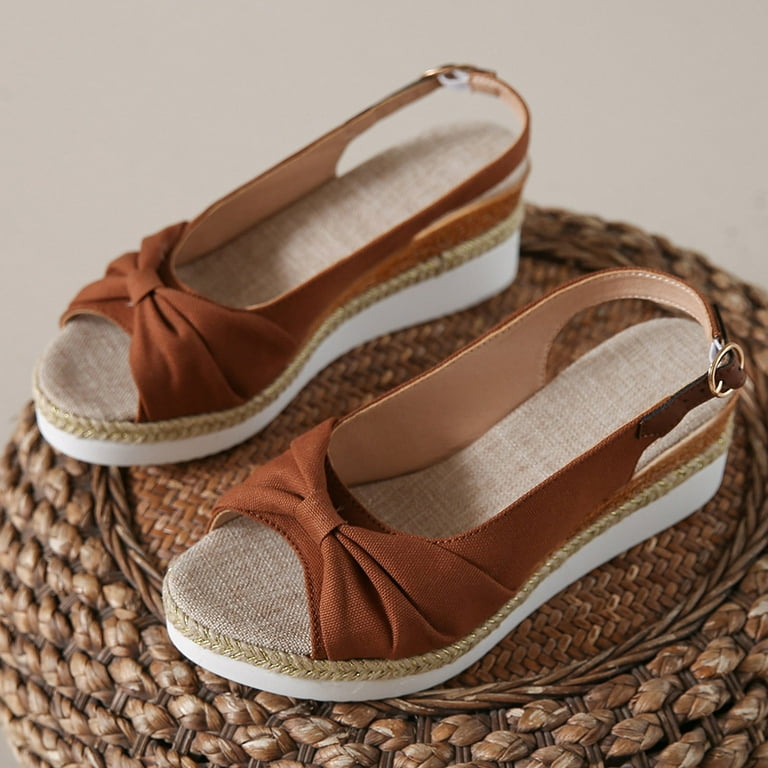Xfvqtps Sandals for Womens Wedge Heel Slingback Open Peep