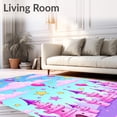thumbnail image 2 of ODIKA 4'x6' Machine Washable Non-Slip Area Rug, Magical Fairytale with Floating Balloons and Sparkling Stars High Traffic Rug with Pad, Pink, 725071, 2 of 8