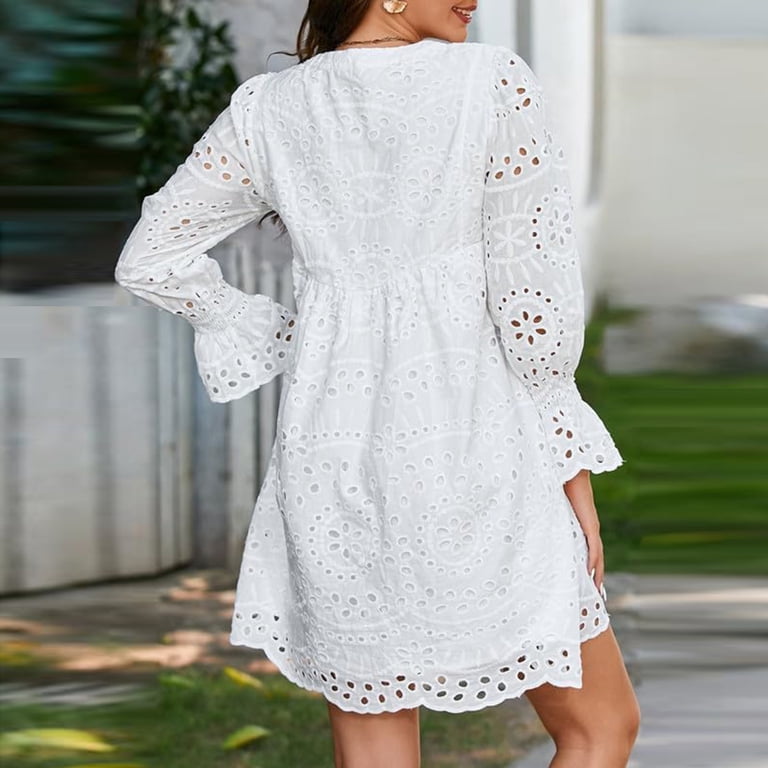 Floral Dress For Women, Eyelet Easter Dress Embroidery Lace Long Sleeve V Neck Casual Boho Beach Vacation Wedding Guest Dresses White Graduation Spring Maxi Dresses Outfit (L, White) ZMTing - Walmart.com Floral Dress For Women, Eyelet Easter Dress Embroidery Lace Long Sleeve V Neck Casual Boho Beach Vacation Wedding Guest Dresses White Graduation Spring Maxi Dresses Outfit (L, White) ZMTing - Walmart.com