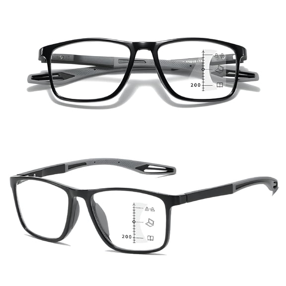 GJX Progressive Multifocus Reading Glasses Blue Light Blocking Computer Readers for Women Men Rectangular Sports Eyewear Lightweight Magnification Presbyopia Eyeglasses