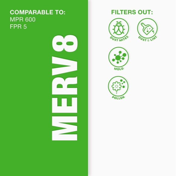 Aerostar Clean House 16x20x1 MERV 8 Pleated Air Filter, Made in the USA, 6-Pack,White