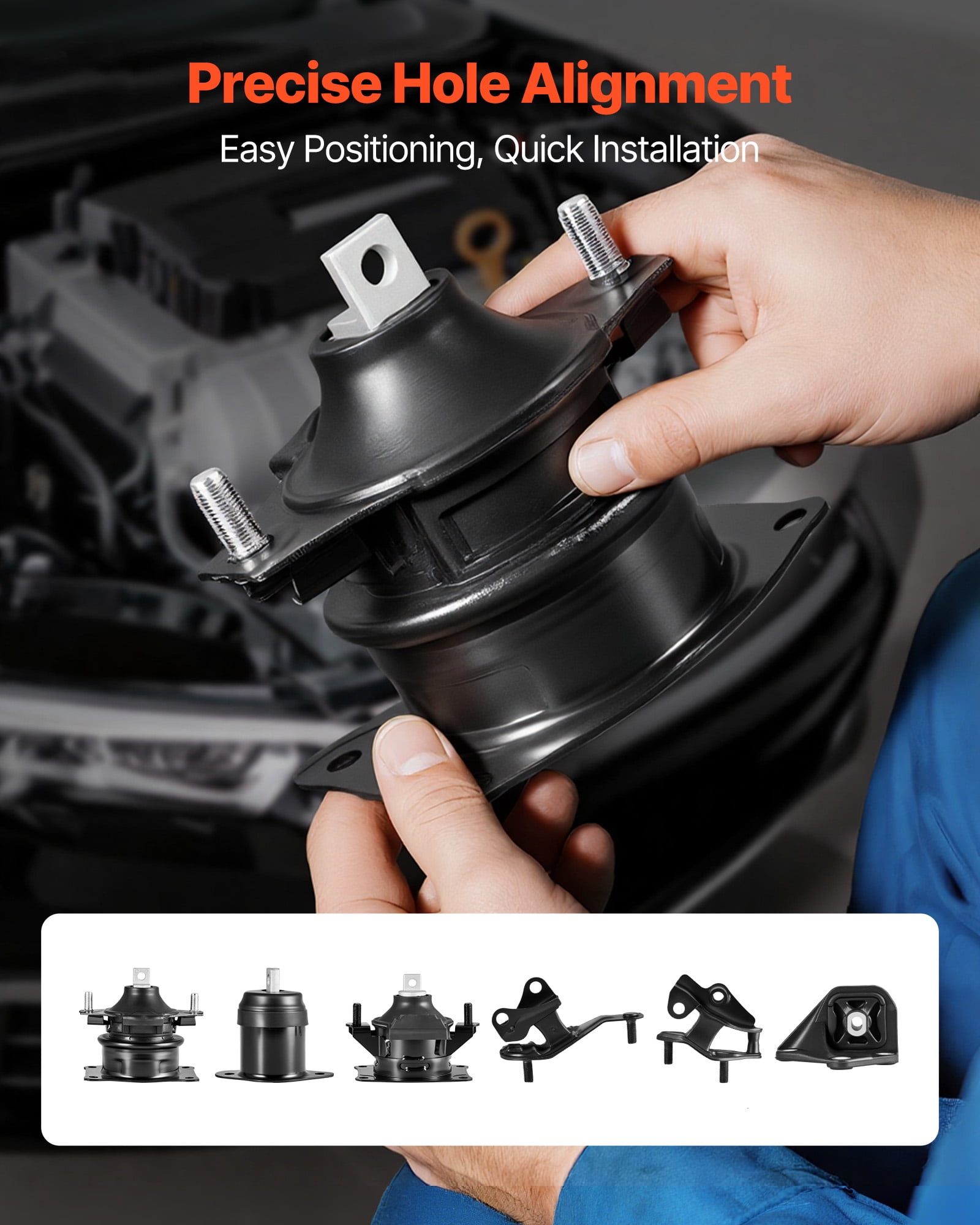 VEVOR Engine Motor Mount and Transmission Mount Kit Replacement, Set of 6, Compatible with 2003–2007 Honda Accord 2.4L L4, Replace OE# A4526HY, A4517, A4516, A4510, A4509, A4542, Secure Support